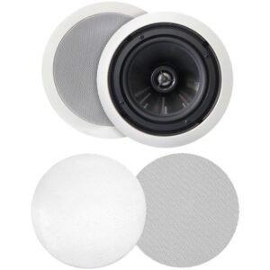 BIC America MSRPRO6 125-Watt 6.5" Weather-Resistant In-Ceiling Speakers with Pivoting Tweeters and Metal and Cloth Grilles