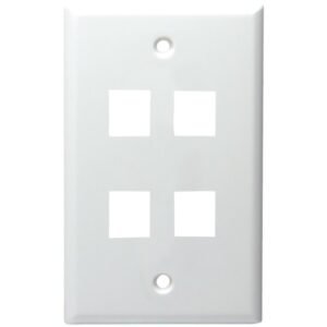 DataComm Electronics 20-3004-WH 4-Port Standard Size Keystone Wall Plate (White)