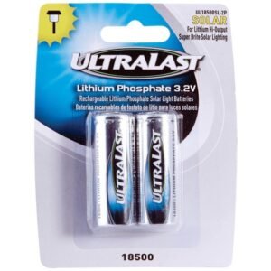 Ultralast UL18500SL-2P UL18500SL-2P 18500 Lithium Batteries for Solar Lighting, 2 pk