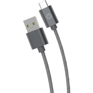iEssentials IEN-BC10C-GRY Charge and Sync Braided USB-C to USB-A Cable, 10ft (Gray)