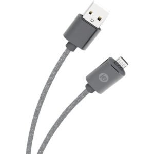 iEssentials IEN-BC6M-GRY Charge and Sync Braided Micro USB to USB Cable, 6ft (Gray)