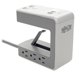 Tripp Lite TLP648USBC Protect It! 6-Outlet Surge Protector Desk Clamp with 2 USB Ports and 1 USB-C Port, 8ft Cord