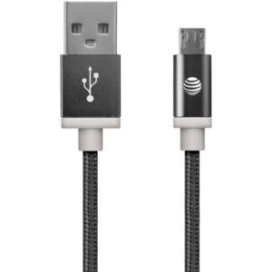 AT and T MC05-BLK Charge and Sync Braided USB to Micro USB Cable, 5ft (Black)