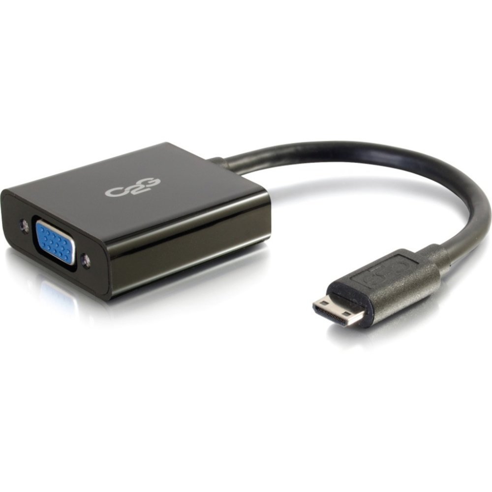 C2G 8in Mini HDMI to VGA Adapter - Mini HDMI Adapter - Male to Female Black - HDMI/VGA for Video Device, Notebook, Monitor - 8 - 1 x HDMI (Mini Type C) Male Digital Audio/Video - 1 x HD-15 Female VGA - Shielding - Black