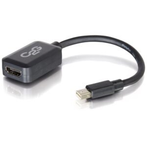 C2G 8in Mini DisplayPort to HDMI Adapter-Thunderbolt to HDMI Converter-Black - HDMI/Mini DisplayPort for Audio/Video Device - 8 - 1 x Mini DisplayPort Male Digital Audio/Video - 1 x HDMI Female Digital Audio/Video - Black
