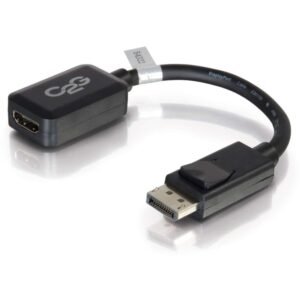 C2G DisplayPort to HDMI Adapter - Adapter Converter - M/F - DisplayPort/HDMI for Audio/Video Device - 8 - 1 x DisplayPort Male Digital Audio/Video - 1 x HDMI Female Digital Audio/Video - Nickel Plated - Shielding - Black