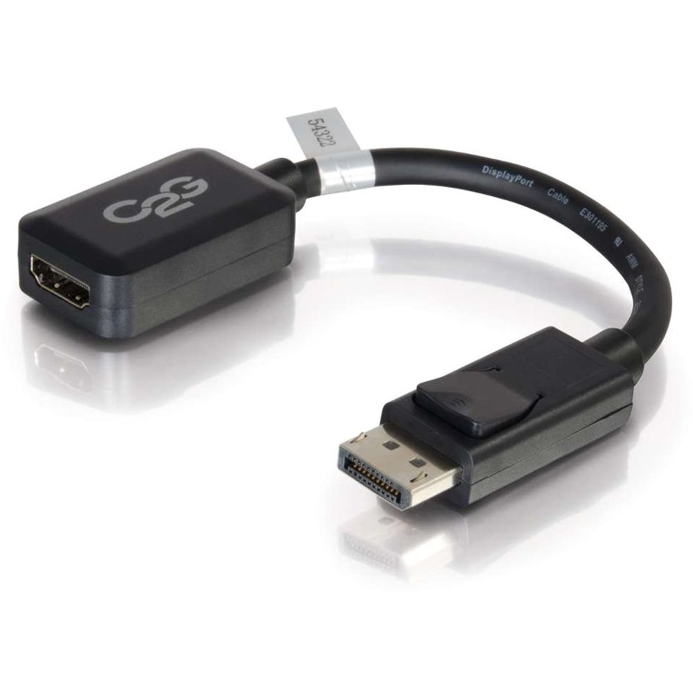 C2G DisplayPort to HDMI Adapter - Adapter Converter - M/F - DisplayPort/HDMI for Audio/Video Device - 8 - 1 x DisplayPort Male Digital Audio/Video - 1 x HDMI Female Digital Audio/Video - Nickel Plated - Shielding - Black