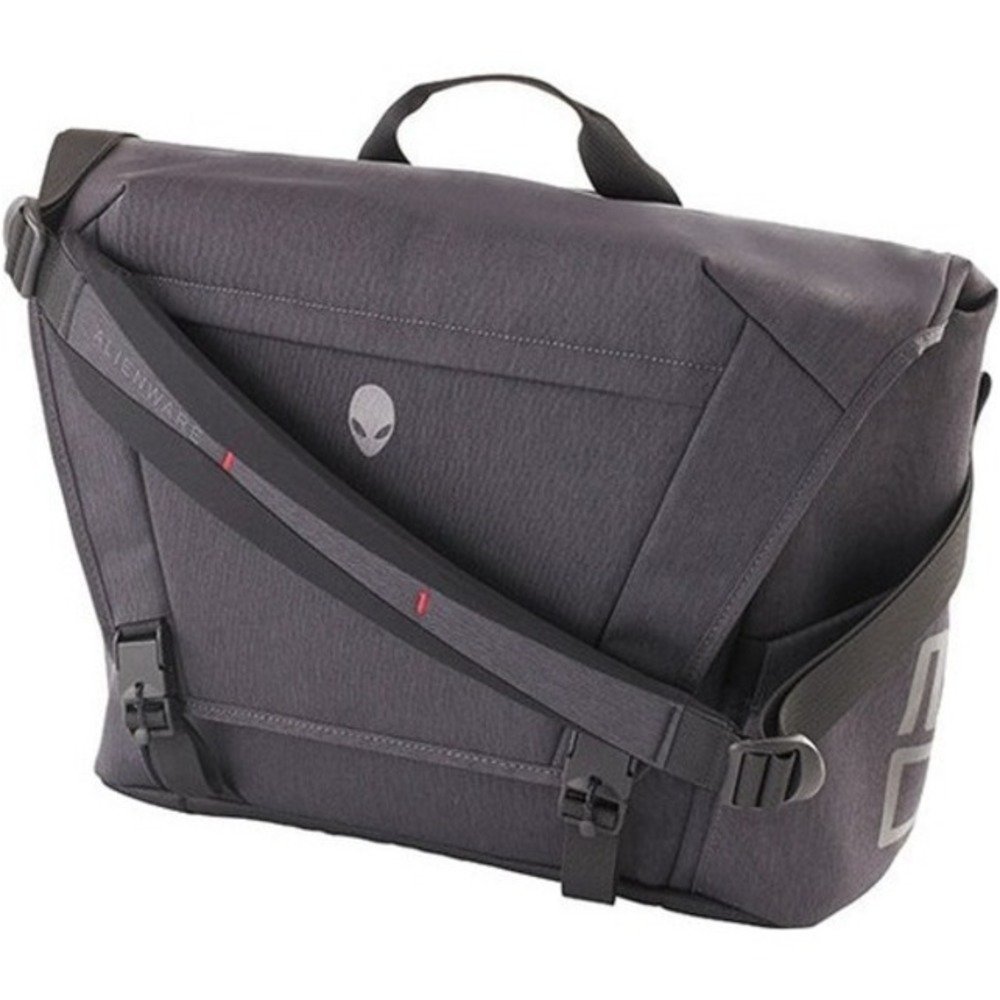 Mobile Edge Alienware Carrying Case (Messenger) Notebook, Tablet - Gray, Black - Bump Resistant Interior - Heather, Cross-linked Polyethylene (XPE) Foam Strap - Reflective Alien Head Logo - Handle, Trolley Strap, Shoulder Strap - 13 Height x 19 Width x