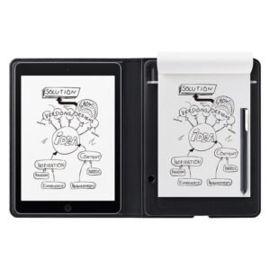 Wacom Bamboo Folio Smartpad - Wireless - Bluetooth - Ballpoint Pen - Smart Paper - A5 - 5.51 x 8.50 Sheet - USB Port - Dark Gray - Android, PC, Apple iOS