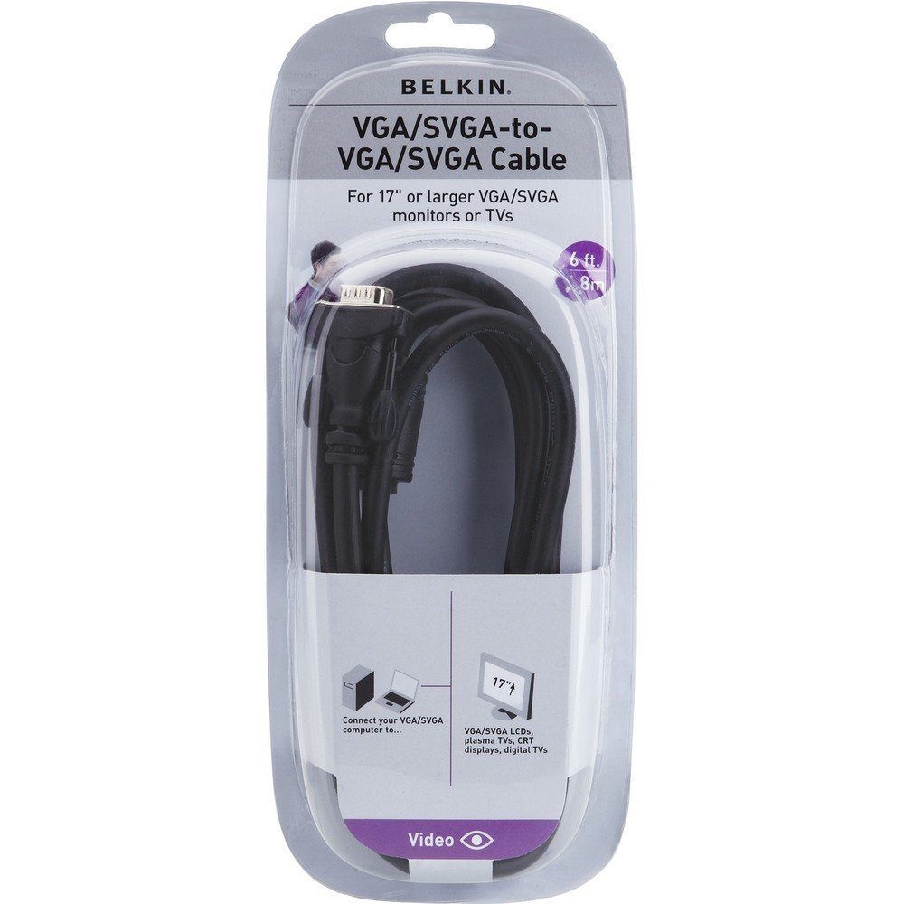 Belkin PRO Series High-Integrity VGA/SVGA Monitor Replacement Cable - 3 ft VGA Video Cable for Monitor - First End: 1 x HD-15 Male VGA - Second End: 1 x HD-15 Male VGA - Shielding - Gold Plated Contact - Black - TAA Compliant