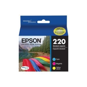 Epson 220 T220520-S Color Ink Cartridges with Sensor - Cyan-Magenta-Yellow - 3 Pack
