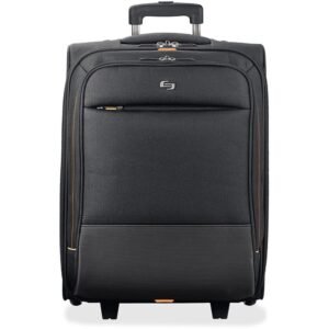 Solo Urban Carrying Case (Roller) for 15.6 Notebook - Black, Gold - Polyester - Handle - 20 Height x 15 Width x 9 Depth